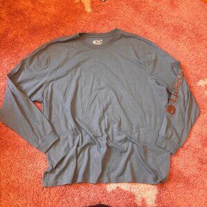 Carhartt Mens TShirt 2XL Loose Fit Heavyweight Long Sleeve Graphic Blue K231 H24